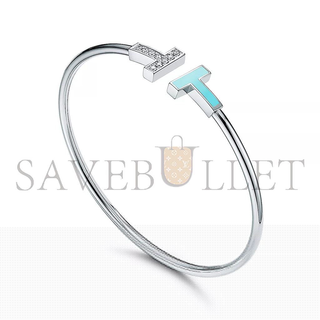 T*f*ny t diamond and turquoise wire bracelet 64029029